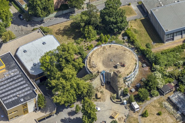 Aerial view, renovation of the ruins of the former electoral town palace, Ursulinen-Gymnasium,