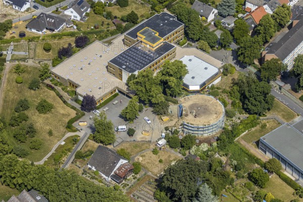Aerial view, renovation of the ruins of the former electoral town palace, Ursulinen-Gymnasium,