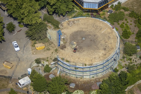 Aerial view, renovation of the ruins of the former electoral town palace, Ursulinen-Gymnasium,