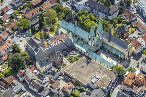 Aerial view, Catholic pilgrimage basilica of the Visitation of the Virgin Mary, Franciscan