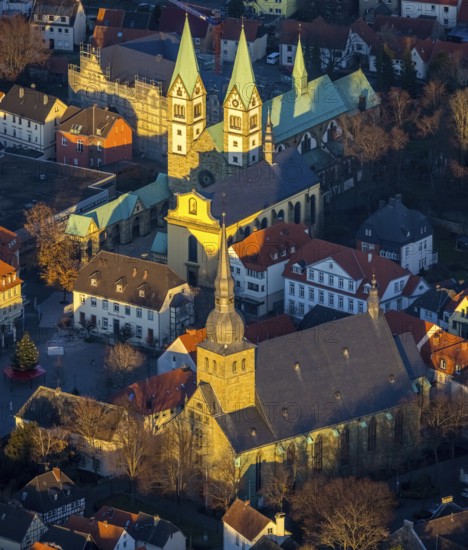 Aerial view, Old Town, Basilica of the Visitation of the Virgin Mary, Walburgisstraße, Old