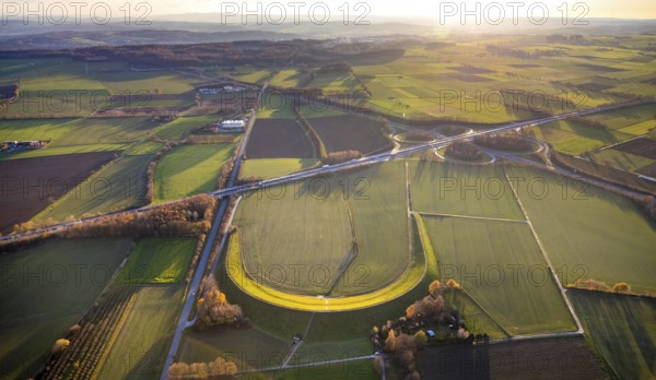 Aerial view, Wall landscape, Wickeder Straße, A44 motorway, Werl motorway junction, Werl, North