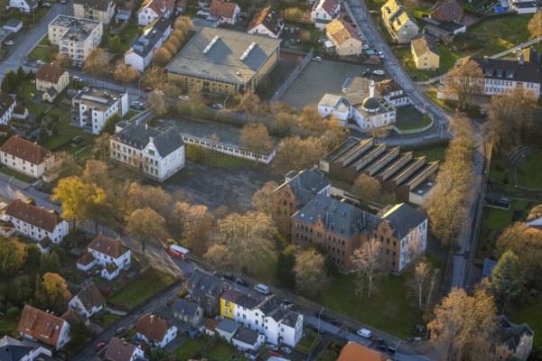 Aerial view, Overbergschule, catholic secondary school, Overberg sports hall, Werl, North