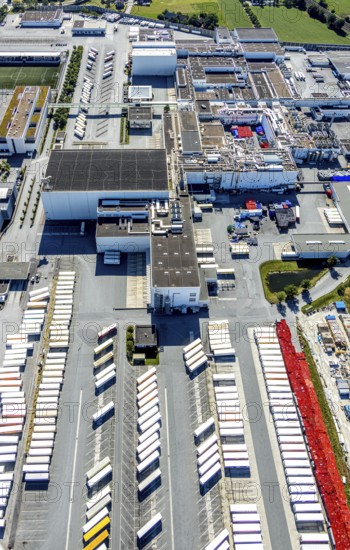 Aerial view, Corona at Tönnies, headquarters of Fleischfabrik Tönnies Lebensmittel GmbH & Co. KG,