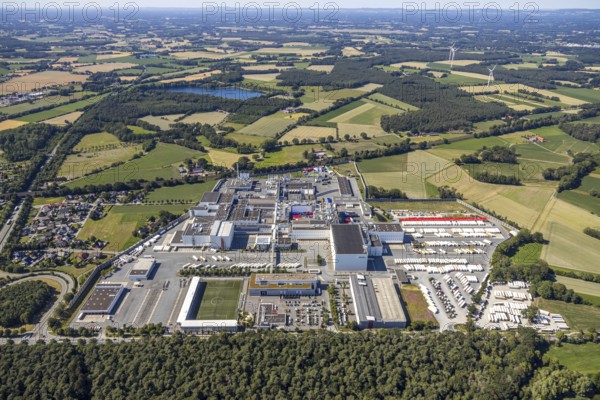 Aerial view, Corona at Tönnies, headquarters of Fleischfabrik Tönnies Lebensmittel GmbH & Co. KG,