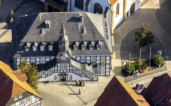 Aerial view, Rietberg town hall, Rietberg, OWL, Ostwestfalen-Lippe, East Westphalia, North