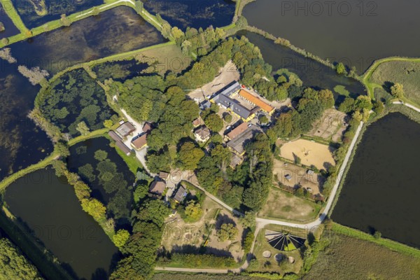 Aerial view, Rietberg estate, pond meadows, Rietberg fish ponds, Rietberg, OWL, East