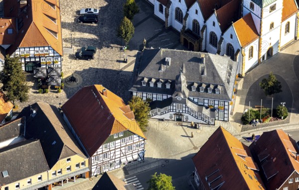 Aerial view, Rietberg town hall, Rietberg, OWL, Ostwestfalen-Lippe, East Westphalia, North