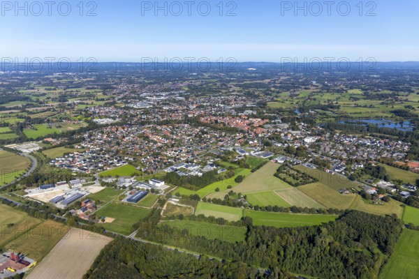 Aerial view, town view, Rietberg, OWL, Ostwestfalen-Lippe, East Westphalia, North Rhine-Westphalia,