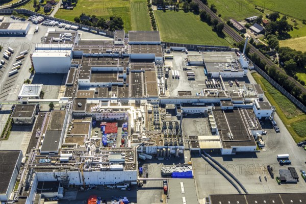 Aerial view, Corona at Tönnies, headquarters of Fleischfabrik Tönnies Lebensmittel GmbH & Co. KG,