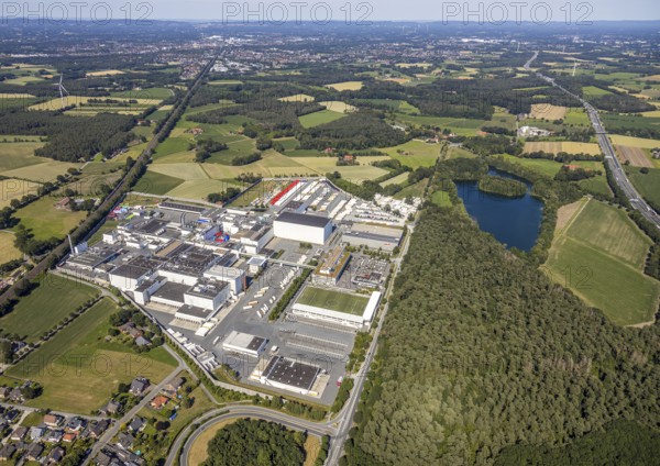 Aerial view, Corona at Tönnies, headquarters of Fleischfabrik Tönnies Lebensmittel GmbH & Co. KG,