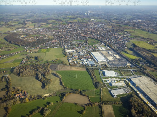 Aerial view, former Ikea Europal warehouse in the industrial estate Abriß, Euziel, Wahrbrink,