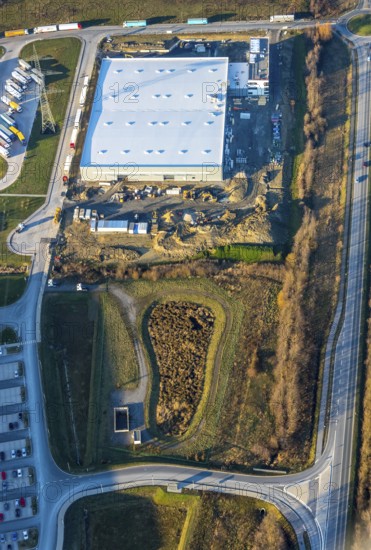 Aerial view, industrial estate in Lenklar, in the Wahrbrink-West industrial estate, Euroroll GmbH,