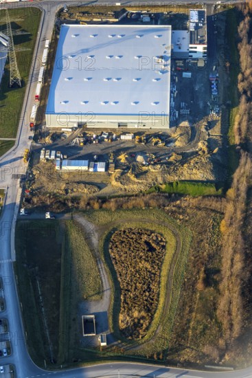 Aerial view, industrial estate in Lenklar, in the Wahrbrink-West industrial estate, Euroroll GmbH,