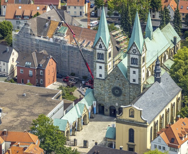 Aerial view, Catholic pilgrimage basilica of the Visitation of the Virgin Mary, Franciscan