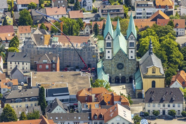 Aerial view, Catholic pilgrimage basilica of the Visitation of the Virgin Mary, Franciscan