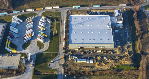 Aerial view, industrial estate in Lenklar, in the Wahrbrink-West industrial estate, Euroroll GmbH,