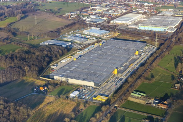 Aerial view, industrial estate in Lenklar, in the Wahrbrink-West industrial estate, Euroroll GmbH,