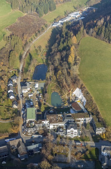 Aerial photo, Romantikhotel und Wellnesshotel Deimann, construction site renovation, Winkhausen,