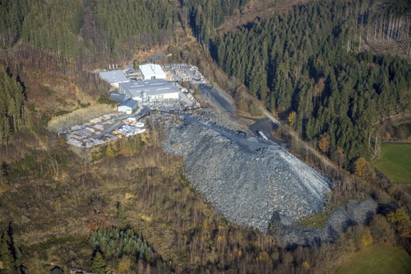 Aerial view, Magog slate mine, Fredeburg, Schmallenberg, Sauerland, North Rhine-Westphalia,