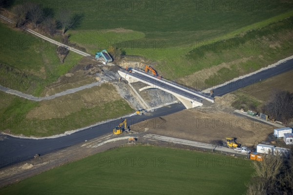 Aerial view, bridge construction bypass road L776n, Fredeburg, Schmallenberg, Sauerland, North