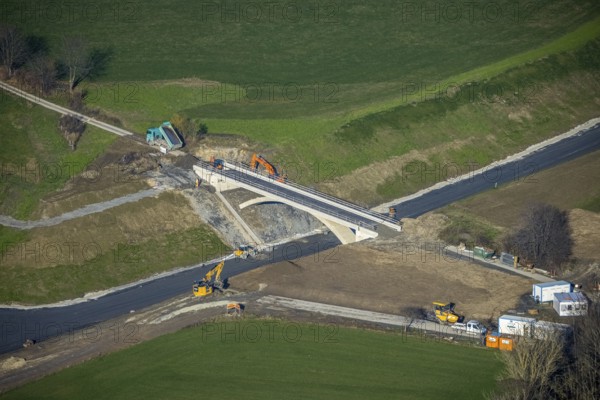 Aerial view, bridge construction bypass road L776n, Fredeburg, Schmallenberg, Sauerland, North
