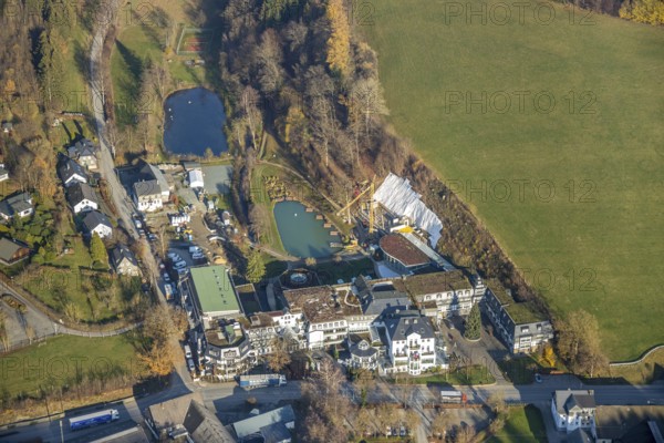Aerial view, sea of clouds over forest area, Bödefeld, Schmallenberg, Sauerland, North