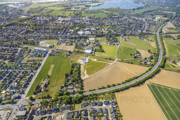 Aerial view, new day-care centre Hessenweg, Hessenviertel, Feldmark, Emmericher Straße, Lackhausen,