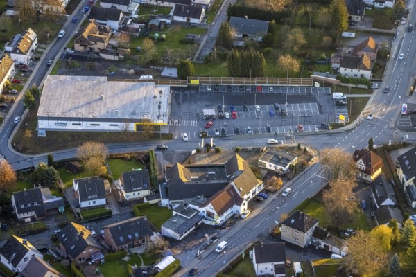 Aerial view, new Netto supermarket, Waltringer Weg, Wickede, Sauerland, North Rhine-Westphalia,
