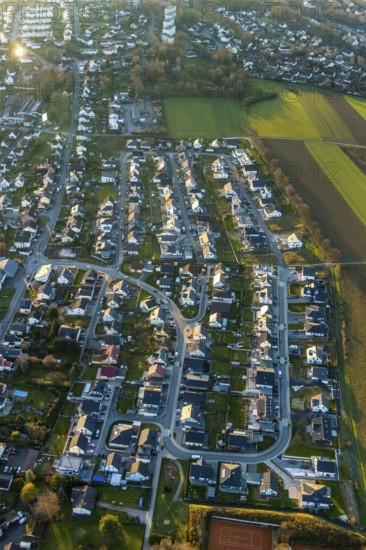 Aerial view, new residential area An Der Chaussee, Bonhoefferstraße, Anne-Frank-Straße, Wickede,
