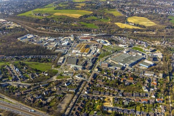 Aerial view, industrial estate Am Förderturm, Fulerum, Mülheim an der Ruhr, Ruhr area, North