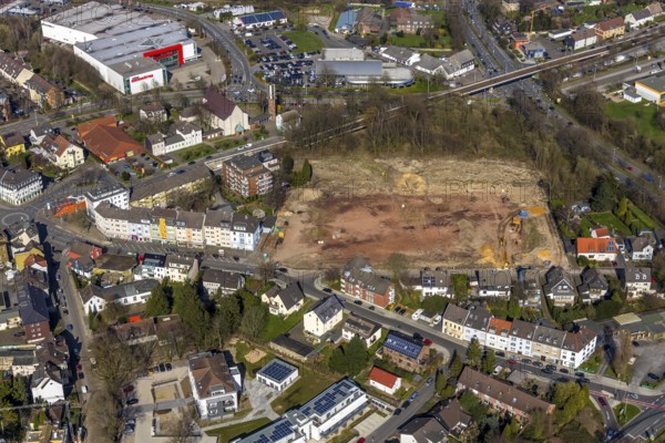 Aerial photo, new construction of residential units, Ehemailger Bolsplatz, football pitch