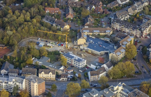 Aerial view, construction site new building Düsseldorfer Straße, Zur Alten Mühle, Saarn, Mülheim an