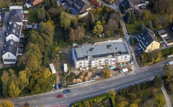 Aerial photo, new construction site Kölner Straße, Fahrkamp, Saarn, Mülheim an der Ruhr, Ruhr area,