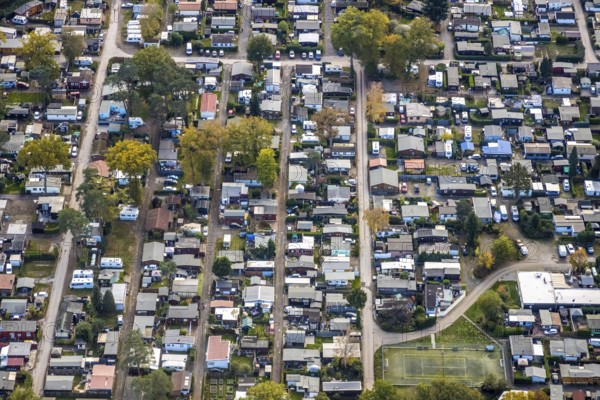Aerial photo, leisure domicile Entenfangsee, Am Entenfang, permanent campers, permanent residences,