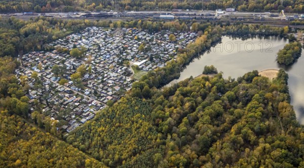 Aerial photo, leisure domicile Entenfangsee, Am Entenfang, permanent campers, permanent residences,