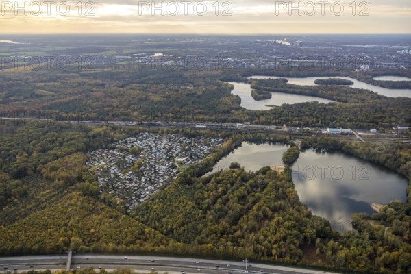 Aerial photo, leisure domicile Entenfangsee, Am Entenfang, permanent campers, permanent residences,