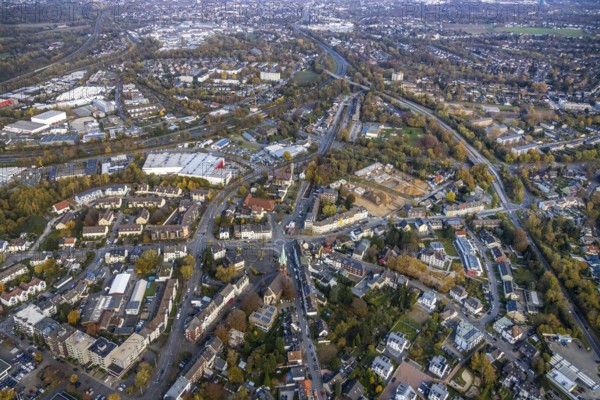 Aerial view, construction site of former football pitch, new construction of detached houses, St.