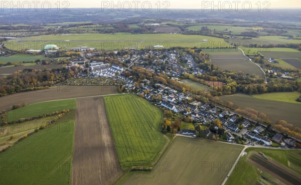 Aerial view, airport housing estate Mülheim, new development area Parsevalstraße, airport