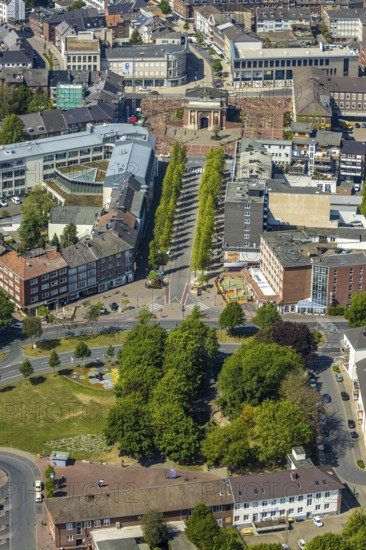 Aerial view, Berliner Tor Wesel, Berliner-Tor-Platz, greened Wilhelmstraße, Franz-Etzel-Platz,