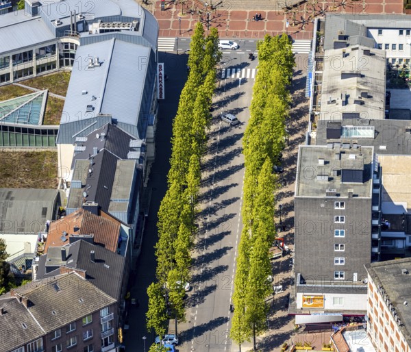 Aerial view, way to Berliner Tor Wesel, Berliner-Tor-Platz, greened Wilhelmstraße, Fusternberg,