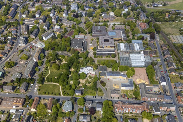 Aerial view, Berufskolleg Wesel, community primary school, Lackhausen, Wesel, Ruhr area, Lower