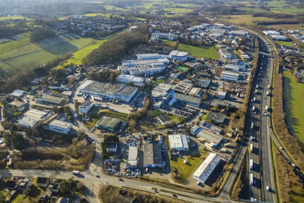 Aerial view, industrial estate Am Nielande, Altenhofer Weg, Grundschöttel, Wetter, Ruhr area, North