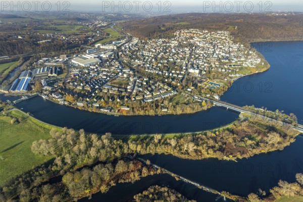 Aerial view, overview Wetter, Harkortsee, Ruhr, Ruhr Valley, Obergraben, Wetter, Ruhr area, North