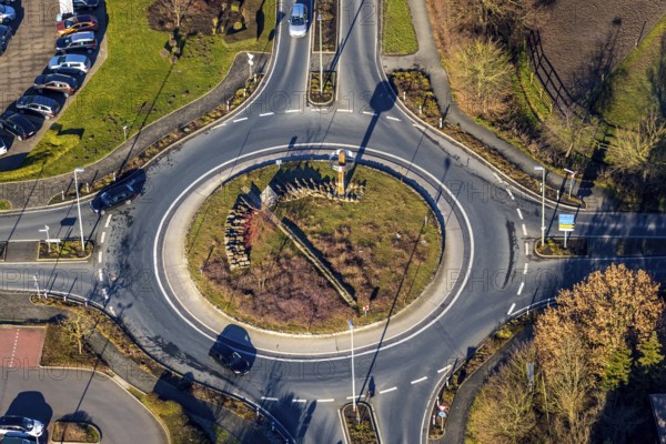 Aerial view, Vogelsanger Straße roundabout, An der Kohlenbahn, Grundschöttel, Wetter, Ruhr area,