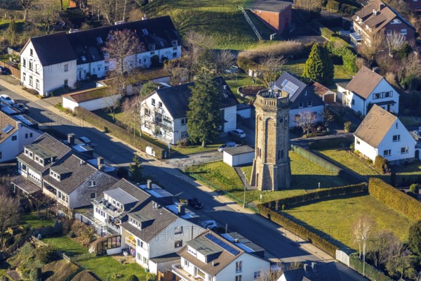 Aerial view, Loh water tower, Loher Höhe, Von-der-Recke-Straße, Grundschöttel, Wetter, Ruhr area,