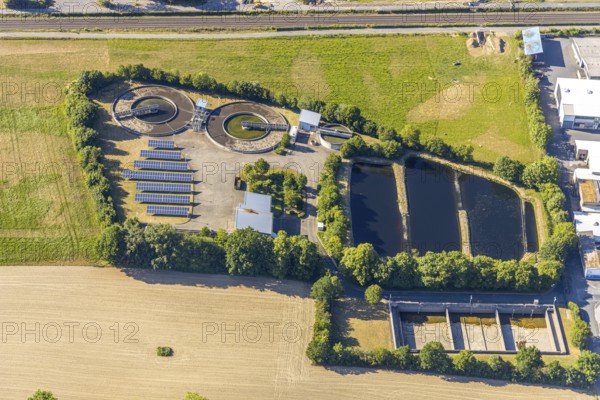 Aerial view, Ruhrverband sewage treatment plant Wickede, Wickede (Ruhr), North Rhine-Westphalia,