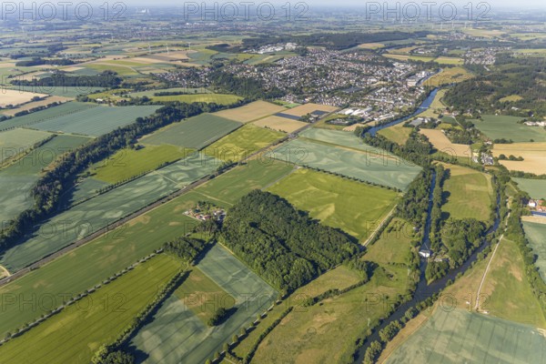 Aerial photograph, Warmen Obergraben run-of-river power station, Ruhr river, Wickede (Ruhr), North