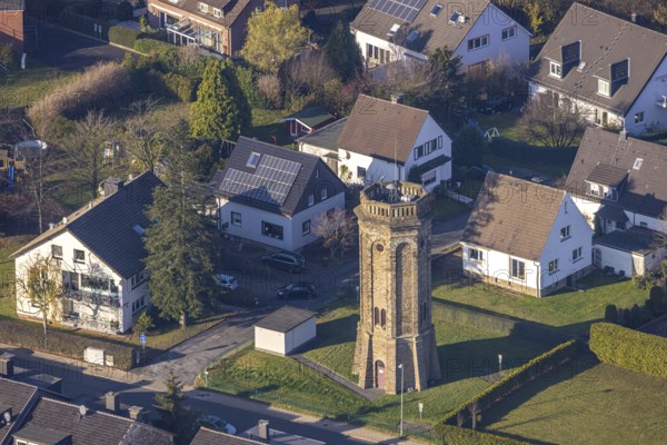 Aerial view, historic water tower on Von-Der-Recke-Straße, Grundschöttel, Wetter, Ruhr area, North