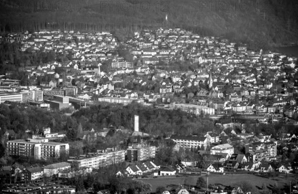 Aerial view, overview Volmarstein, view of Wetter, Protestant Church Martinskirche, Orthopaedic